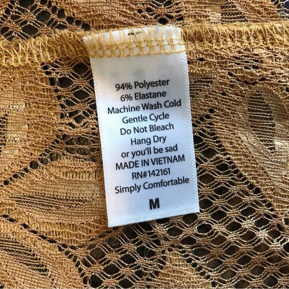 Lularoe Lace Kimono Womens Medium Boho Floral Open Mustard Coquette Flowy Hippie - Picture 4 of 10